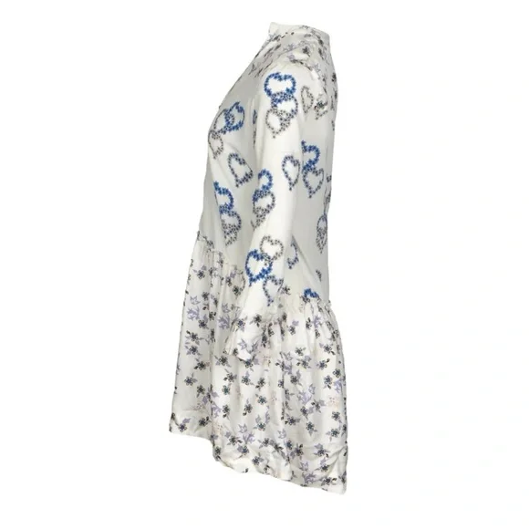 Sandro Paris Silk Heart Floral Print Drop Waist Shirt Dress Size 36 US 4 Luxury - Picture 6 of 9